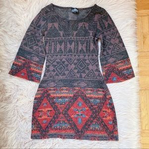 Long Sleeve Geometric Dress